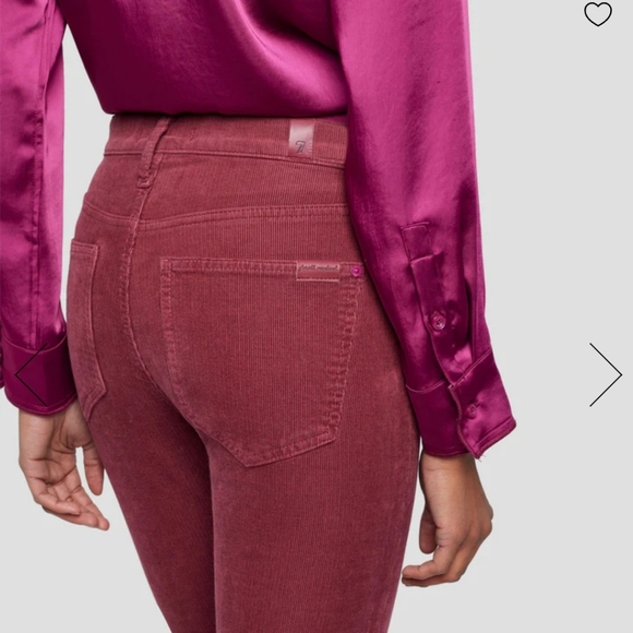 7 for all mankind ultra high-rise skinny boot tailorless burgundy corduroy Pants - Picture 13 of 17